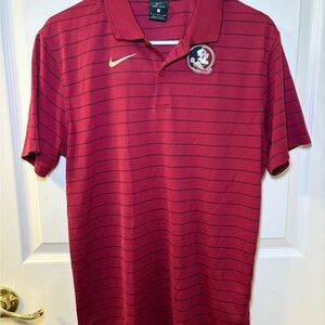 Nike Men's Burgundy Striped Polo Shirt
